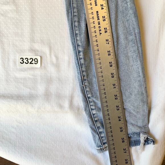 American Eagle Women Skinny Jeans size 16R US Blue Mid Rise Stretch Frayed - Picture 3 of 12